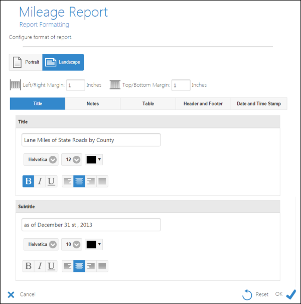 Formatting the report's title and subtitle